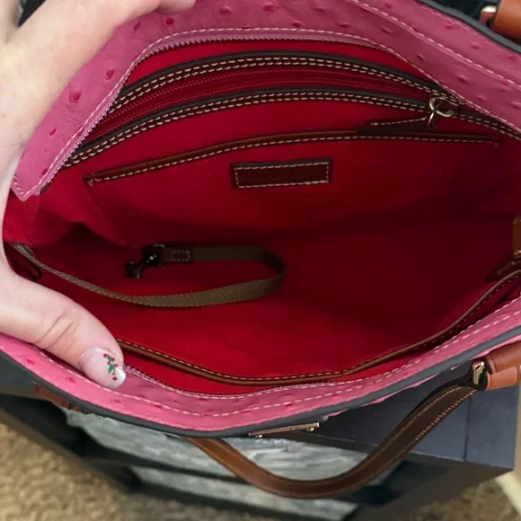 Dooney & Bourke Pink Ostrich-Embossed Tote - Picture 4 of 5